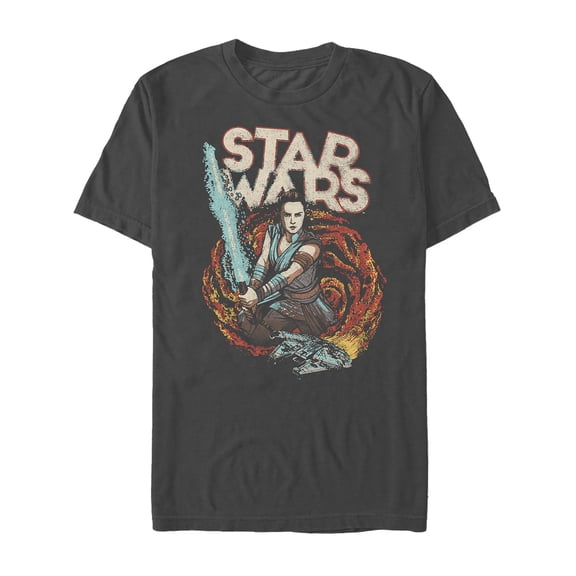 Men's Star Wars: The Rise of Skywalker Rey Retro Swirl  Graphic Tee Charcoal Large