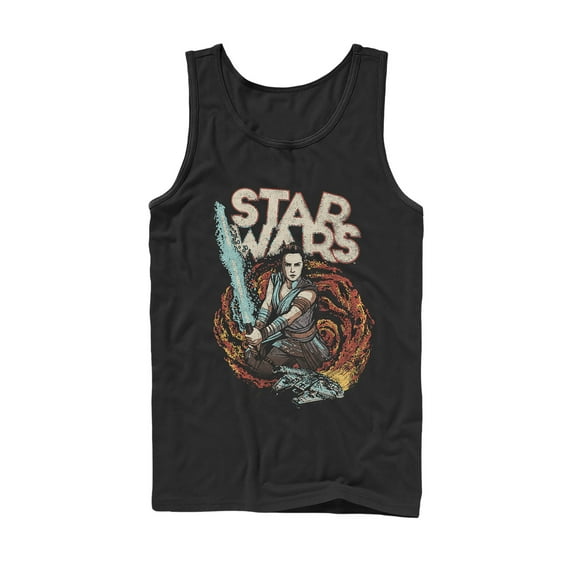 Men's Star Wars: The Rise of Skywalker Rey Retro Swirl  Tank Top Black X Large