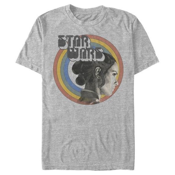 Men's Star Wars: The Rise of Skywalker Rey Vintage Rainbow Graphic Tee Athletic Heather Medium