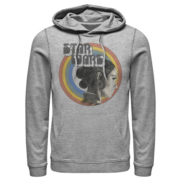 Men's Star Wars: The Rise of Skywalker Rey Vintage Rainbow  Pull Over Hoodie Athletic Heather Large