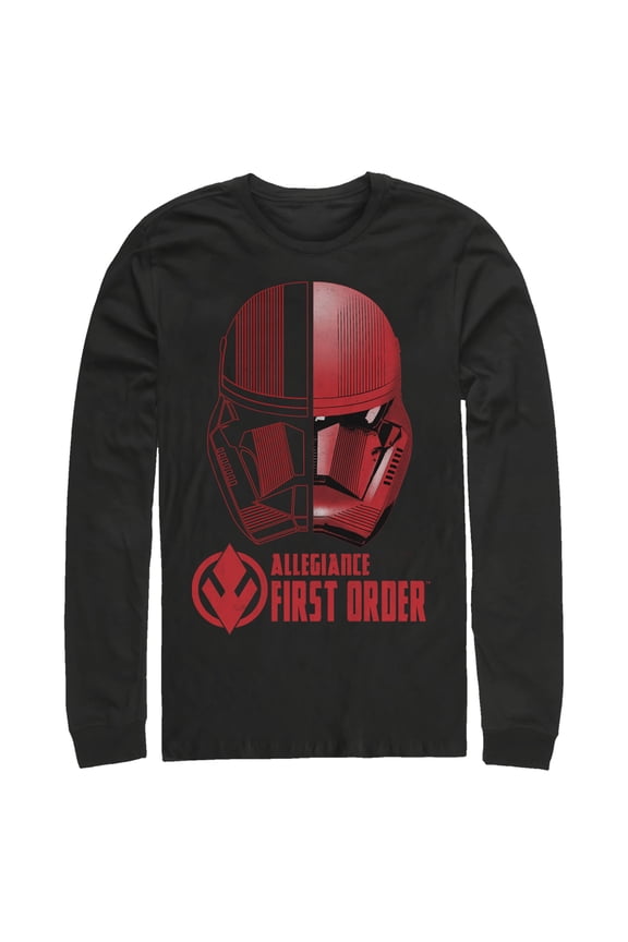 Men's Star Wars: The Rise of Skywalker Sith Trooper Dual Helmet Long Sleeve Shirt Black Large