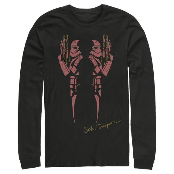 Men's Star Wars: The Rise of Skywalker Sith Trooper Inkblot Long Sleeve Shirt Black Large