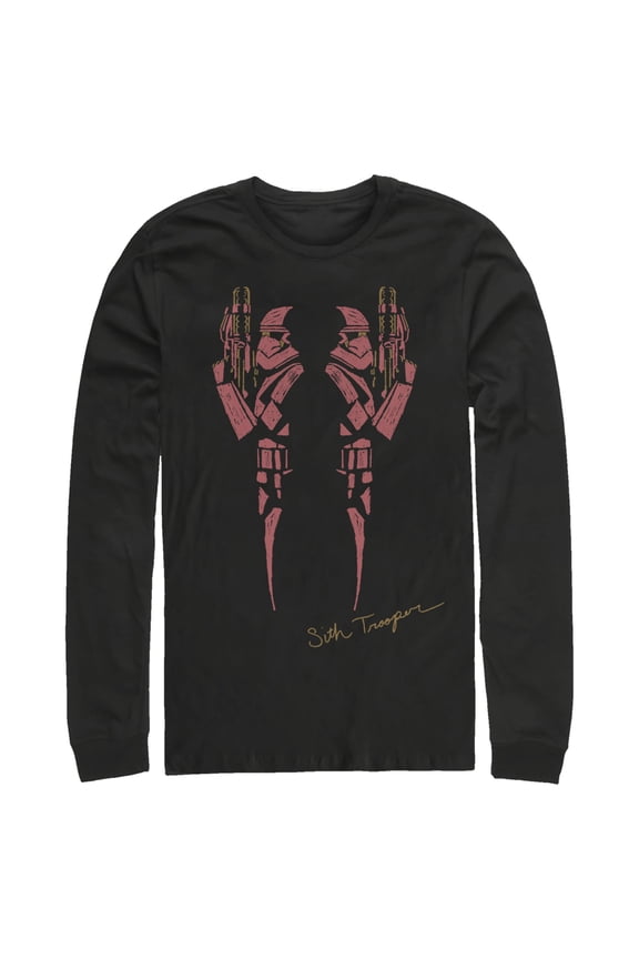 Men's Star Wars: The Rise of Skywalker Sith Trooper Inkblot Long Sleeve Shirt Black Small