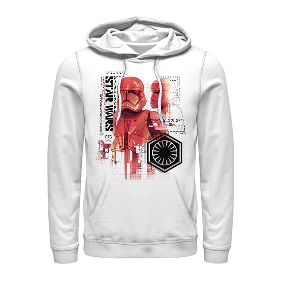 Men's Star Wars: The Rise of Skywalker Sith Trooper Schematic Detail Pull Over Hoodie White Large