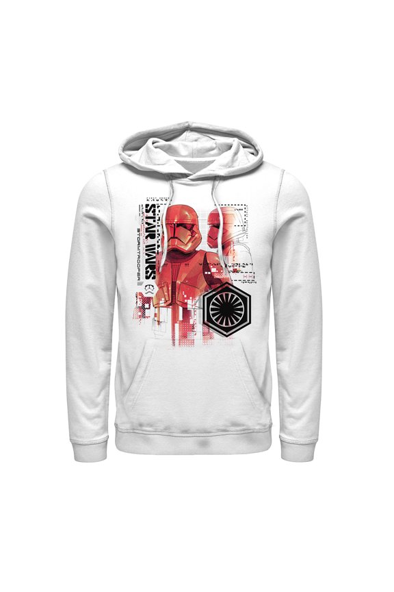 Men's Star Wars: The Rise of Skywalker Sith Trooper Schematic Detail Pull Over Hoodie White Medium