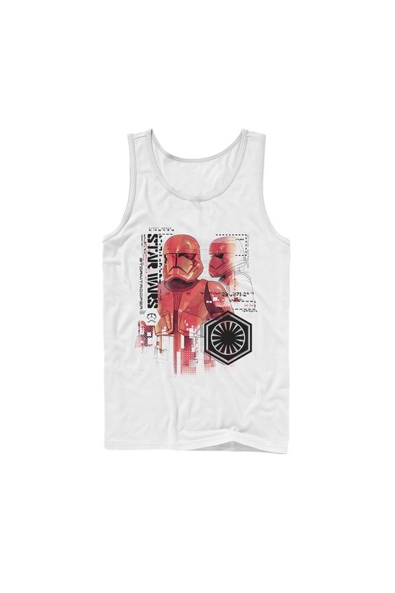 Men's Star Wars: The Rise of Skywalker Sith Trooper Schematic Detail  Tank Top White Medium