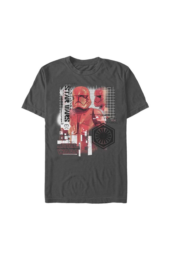 Men's Star Wars: The Rise of Skywalker Sith Trooper Schematic Villain Graphic Tee Charcoal Medium