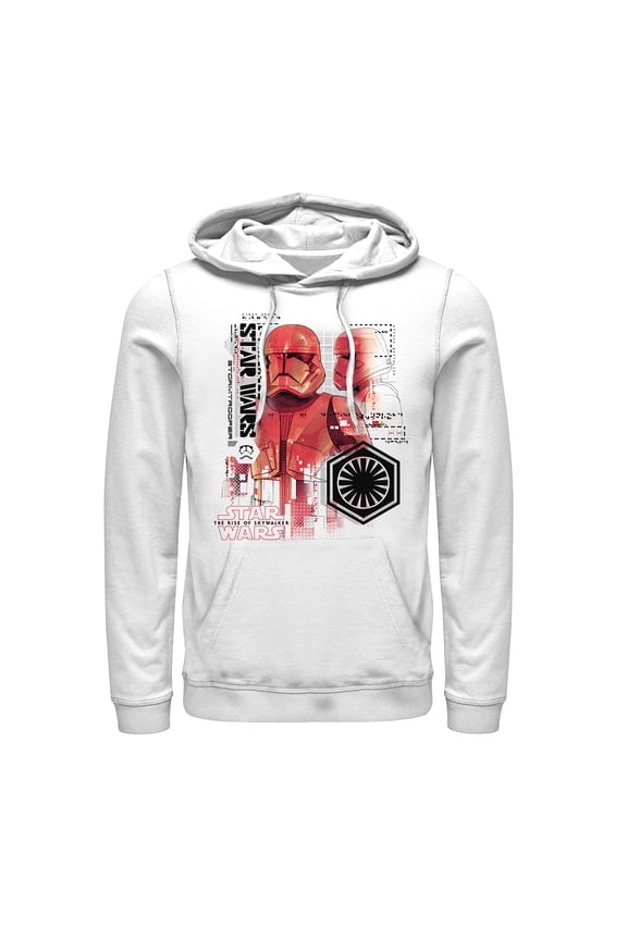 Men's Star Wars: The Rise of Skywalker Sith Trooper Schematic Villain Pull Over Hoodie White Large