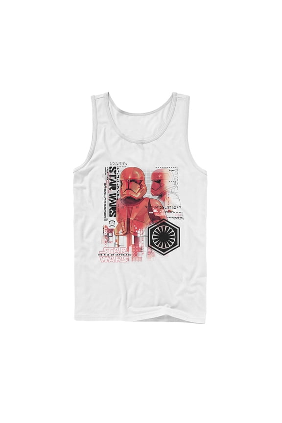 Men's Star Wars: The Rise of Skywalker Sith Trooper Schematic Villain  Tank Top White Large