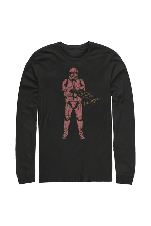 Men's Star Wars: The Rise of Skywalker Sith Trooper Villain Long Sleeve Shirt Black Medium