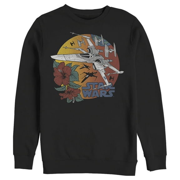 Men's Star Wars: The Rise of Skywalker Tropical X-Wing  Sweatshirt Black 3X Large