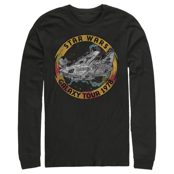 Men's Star Wars: The Rise of Skywalker Vintage Galaxy Tour Long Sleeve Shirt Black Large