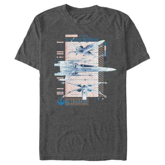 Men's Star Wars: The Rise of Skywalker X-Wing Details  Graphic Tee Charcoal Heather Small