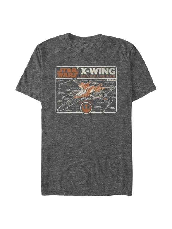Men's Star Wars: The Rise of Skywalker X-Wing Schematic Frame Graphic Tee Charcoal Heather Large
