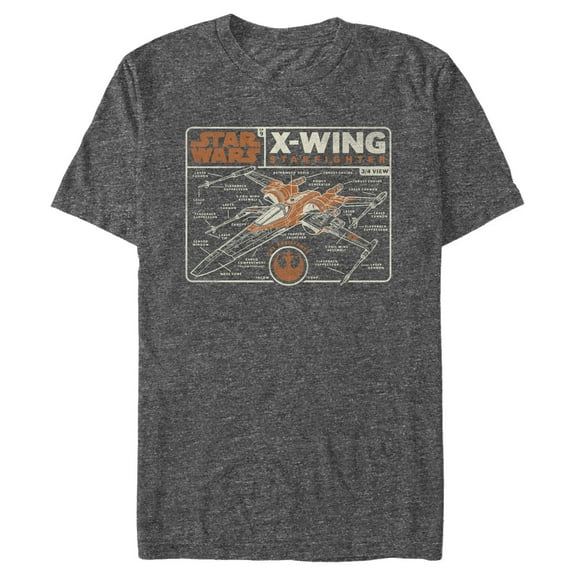 Men's Star Wars: The Rise of Skywalker X-Wing Schematic Frame  Graphic Tee Charcoal Heather Small