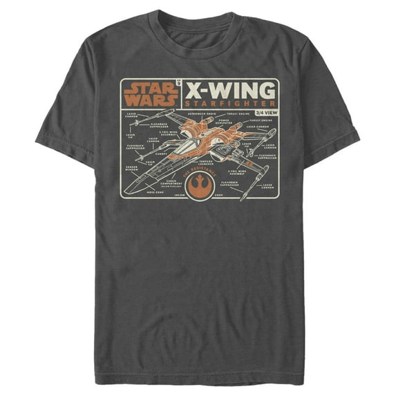 Men's Star Wars: The Rise of Skywalker X-Wing Schematic Frame Graphic Tee Charcoal X Large