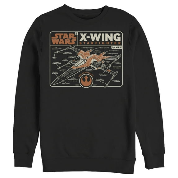 Men's Star Wars: The Rise of Skywalker X-Wing Schematic Frame Sweatshirt Black Medium