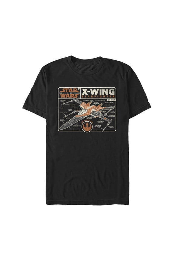 Men's Star Wars: The Rise of Skywalker X-Wing Schematics Graphic Tee Black Large