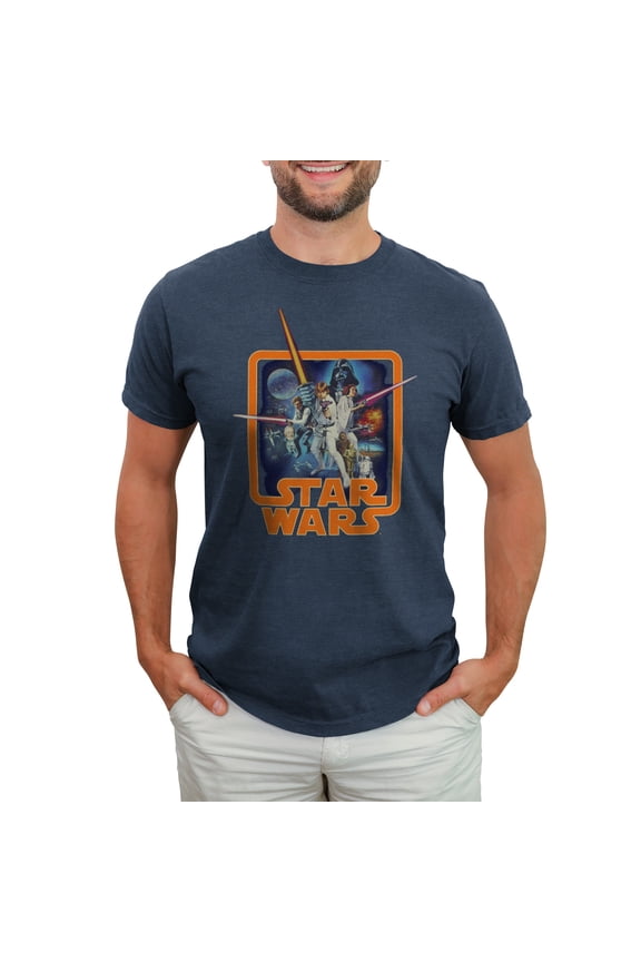 Men's Star Wars Throwback Graphic Tee Navy Heather 3X Large