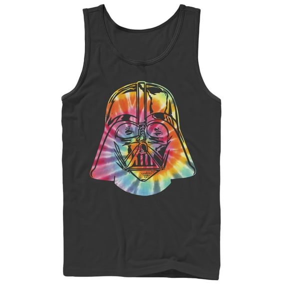 Men's Star Wars Tie-Dye Darth Vader Tank Top Black Large