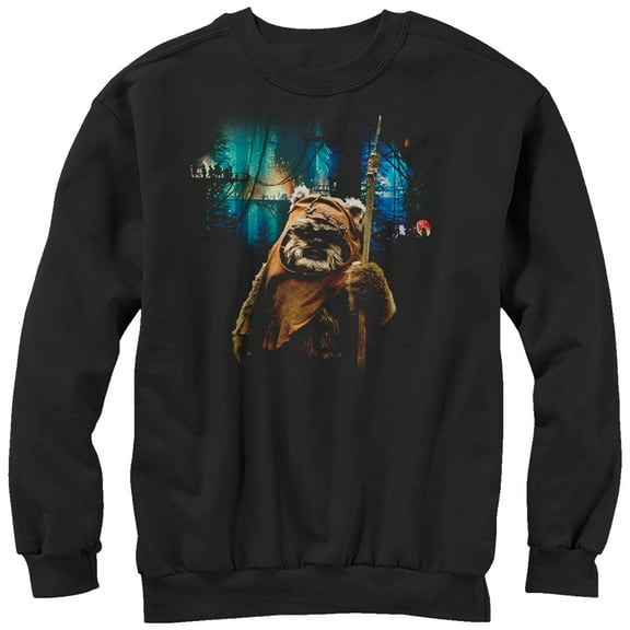Men's Star Wars Tree Village Wicket Ewok Sweatshirt Black X Large