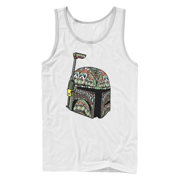 Men's Star Wars  Print Boba Fett Helmet  Tank Top White X Large