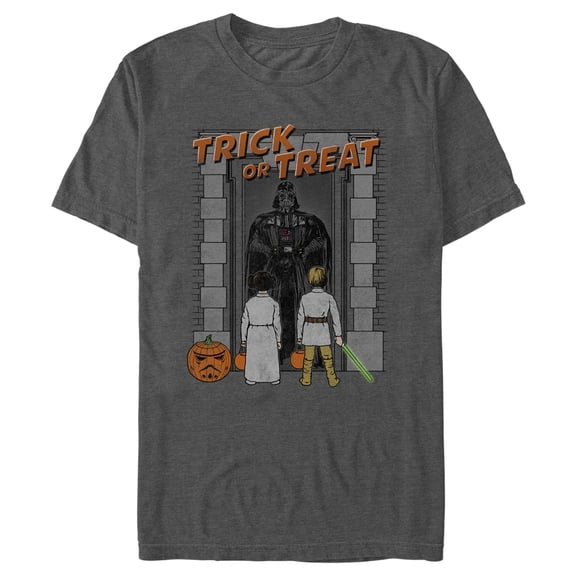 Men's Star Wars Trick or Treat at Vader’s House Graphic Tee Charcoal Heather Large