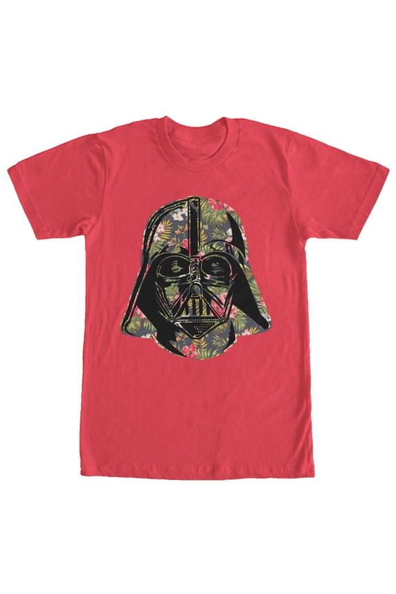 Men's Star Wars Tropical Print Darth Vader Helmet Graphic Tee Red Medium
