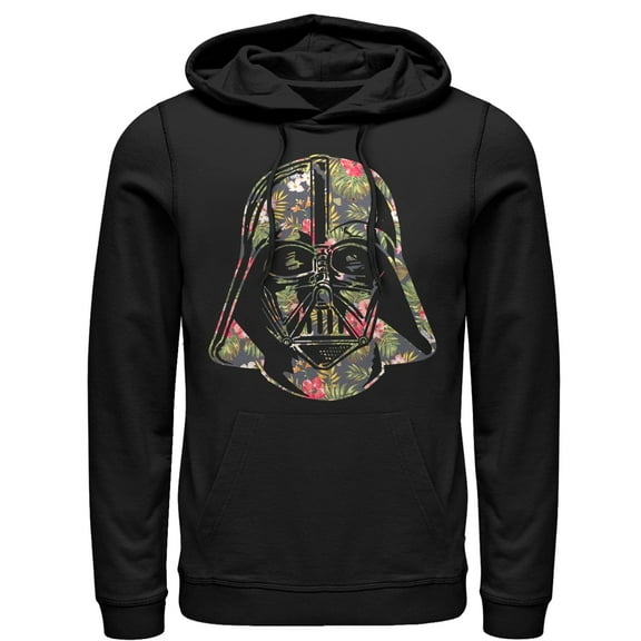 Men's Star Wars Tropical Print Darth Vader Helmet  Pull Over Hoodie Black X Large