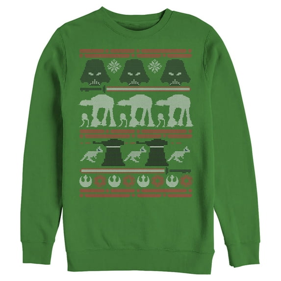 Men's Star Wars Ugly Christmas AT-AT Vader Sweatshirt Kelly Green Large