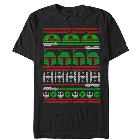 Men's Star Wars Ugly Christmas Boba Fett Graphic Tee Black X Large
