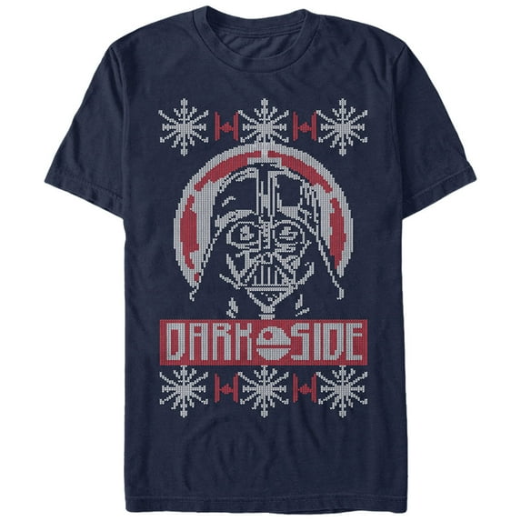 Men's Star Wars Ugly Christmas Dark Side Graphic Tee Navy Blue 2X Large