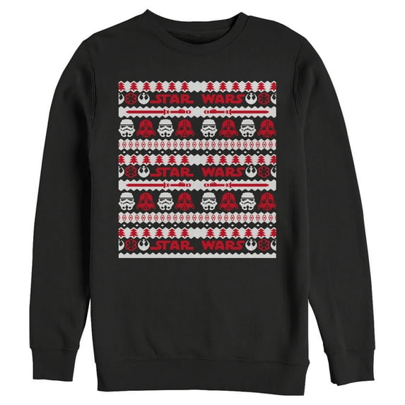 Men's Star Wars Ugly Christmas Dark Side Helmets Sweatshirt Black X Large