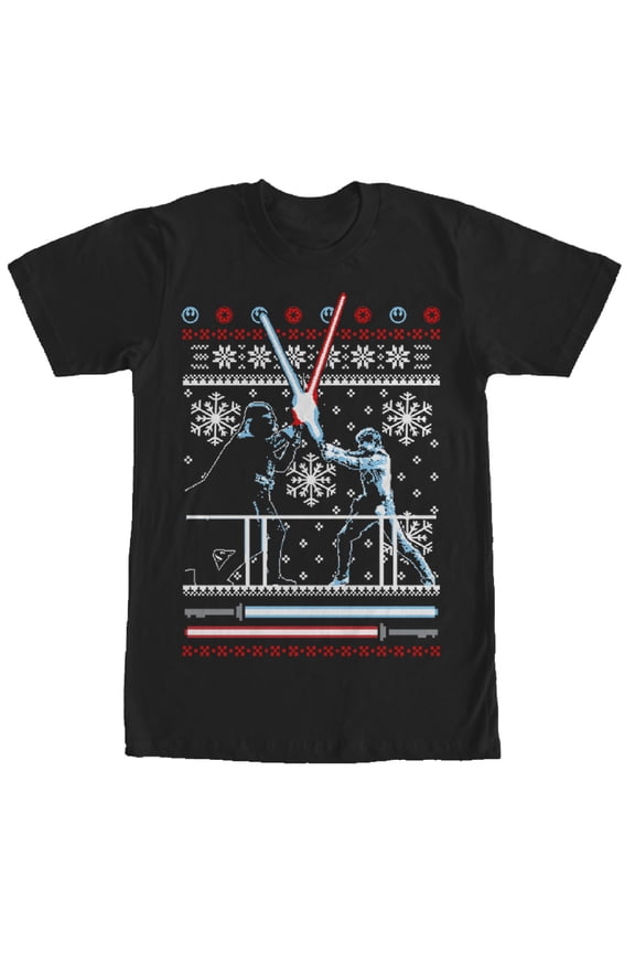 Men's Star Wars Ugly Christmas Duel  Graphic Tee Black 2X Large