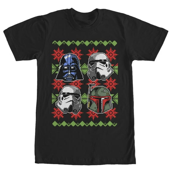 Men's Star Wars Ugly Christmas Empire Helmets Graphic Tee Black 2X Large