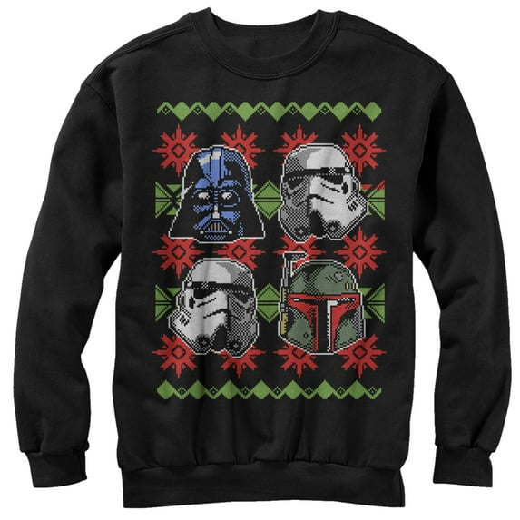 Men's Star Wars Ugly Christmas Empire Helmets Sweatshirt Black Medium
