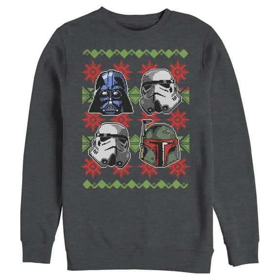 Men's Star Wars Ugly Christmas Empire Helmets  Sweatshirt Charcoal Heather Medium