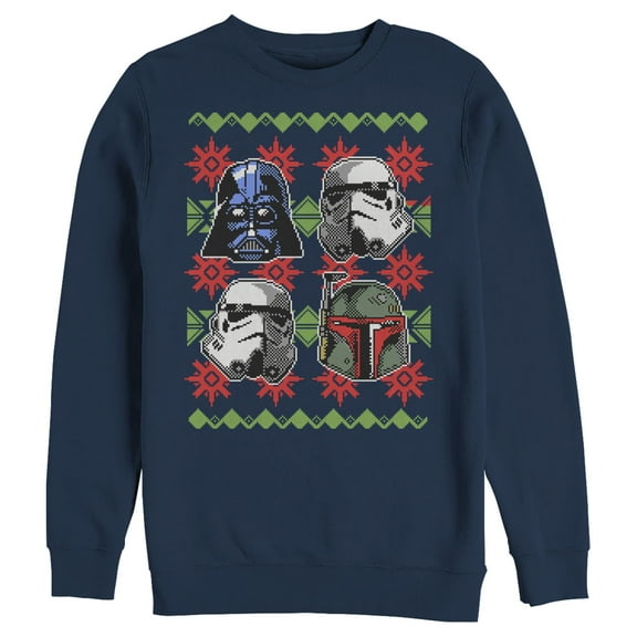 Men's Star Wars Ugly Christmas Empire Helmets Sweatshirt Navy Blue Medium