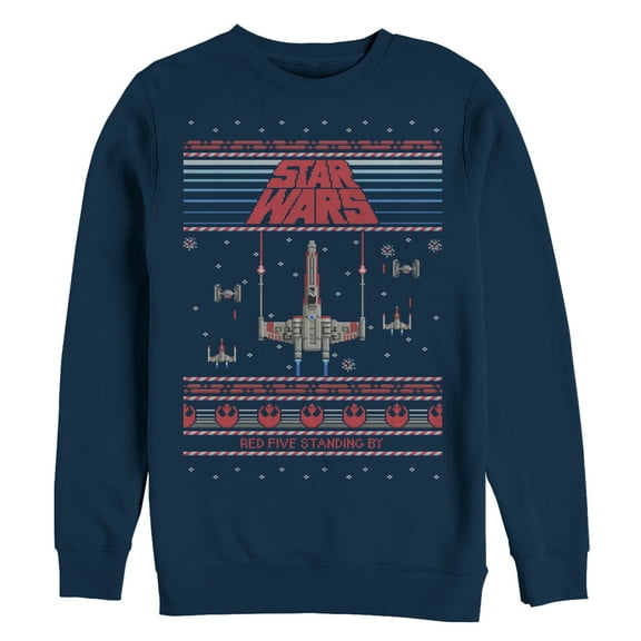Men's Star Wars Ugly Christmas Five  Sweatshirt Navy Blue Small