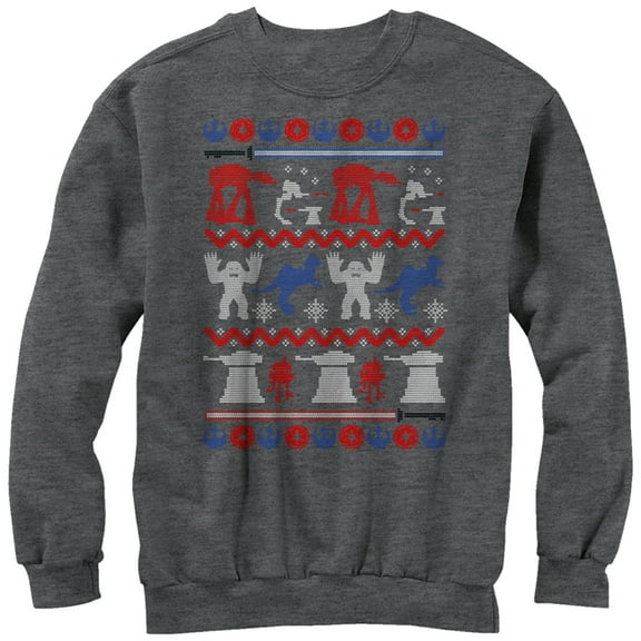 Men's Star Wars Ugly Christmas Hoth  Sweatshirt Charcoal Heather Large