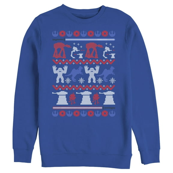 Men's Star Wars Ugly Christmas Hoth Sweatshirt Royal Blue Small