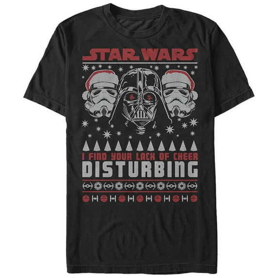 Men's Star Wars Ugly Christmas Lack Of Cheer Disturbing Graphic Tee Black Medium