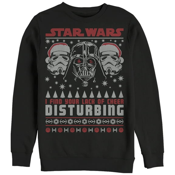 Men's Star Wars Ugly Christmas Lack of Cheer Disturbing  Sweatshirt Black 3X Large