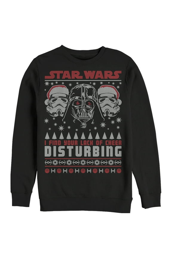 Men's Star Wars Ugly Christmas Lack of Cheer Disturbing Sweatshirt Black Large