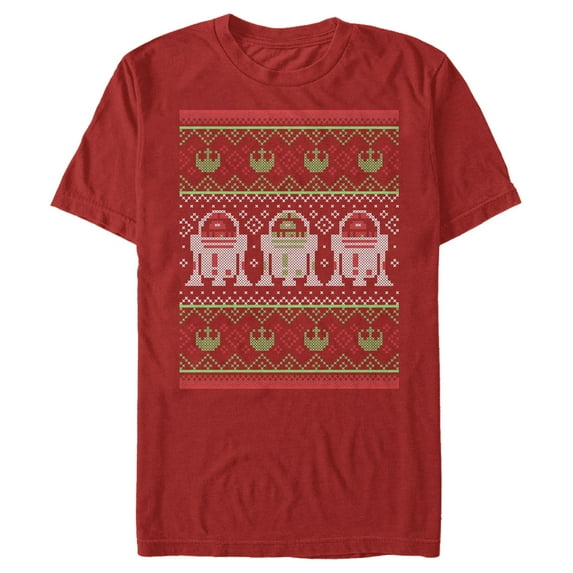 Men's Star Wars Ugly Christmas R2-D2 Graphic Tee Red Medium