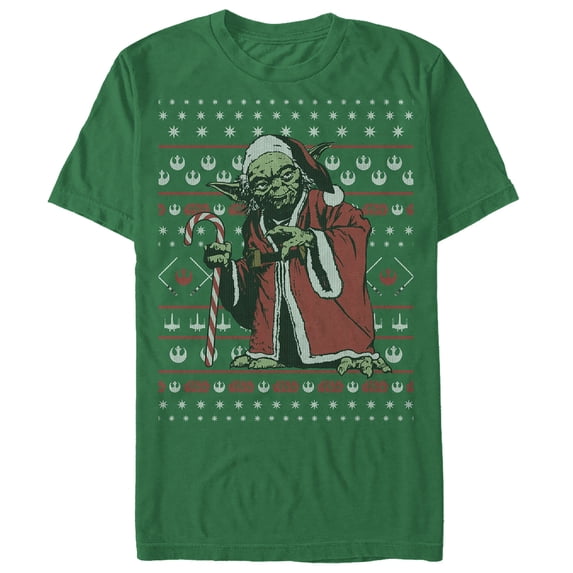 Men's Star Wars Ugly Christmas Santa Yoda Graphic Tee Kelly Green Medium
