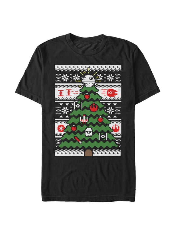 Men's Star Wars Ugly Christmas Tree Graphic Tee Black 2X Large
