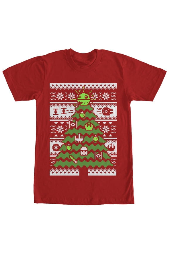 Men's Star Wars Ugly Christmas Tree  Graphic Tee Red Large