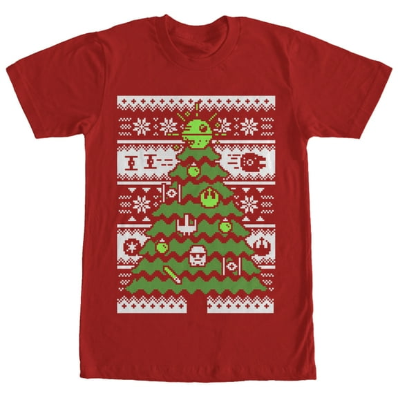 Men's Star Wars Ugly Christmas Tree  Graphic Tee Red Small