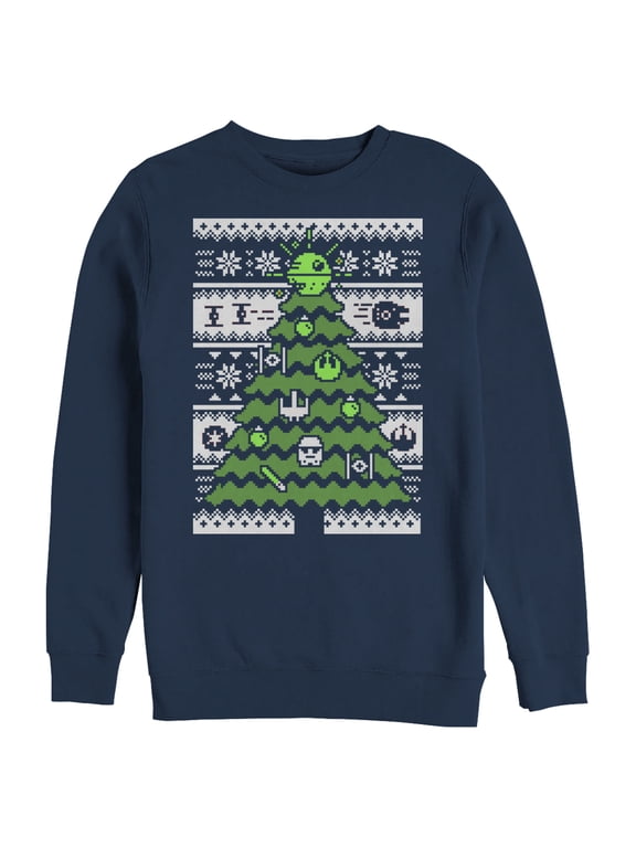 Men's Star Wars Ugly Sweater Christmas Tree Sweatshirt Navy Blue 2X Large